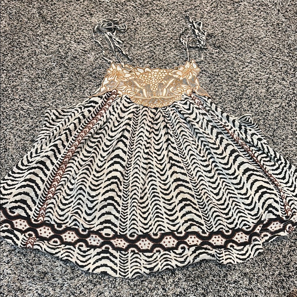 Free People Black and White Patterned Blouse